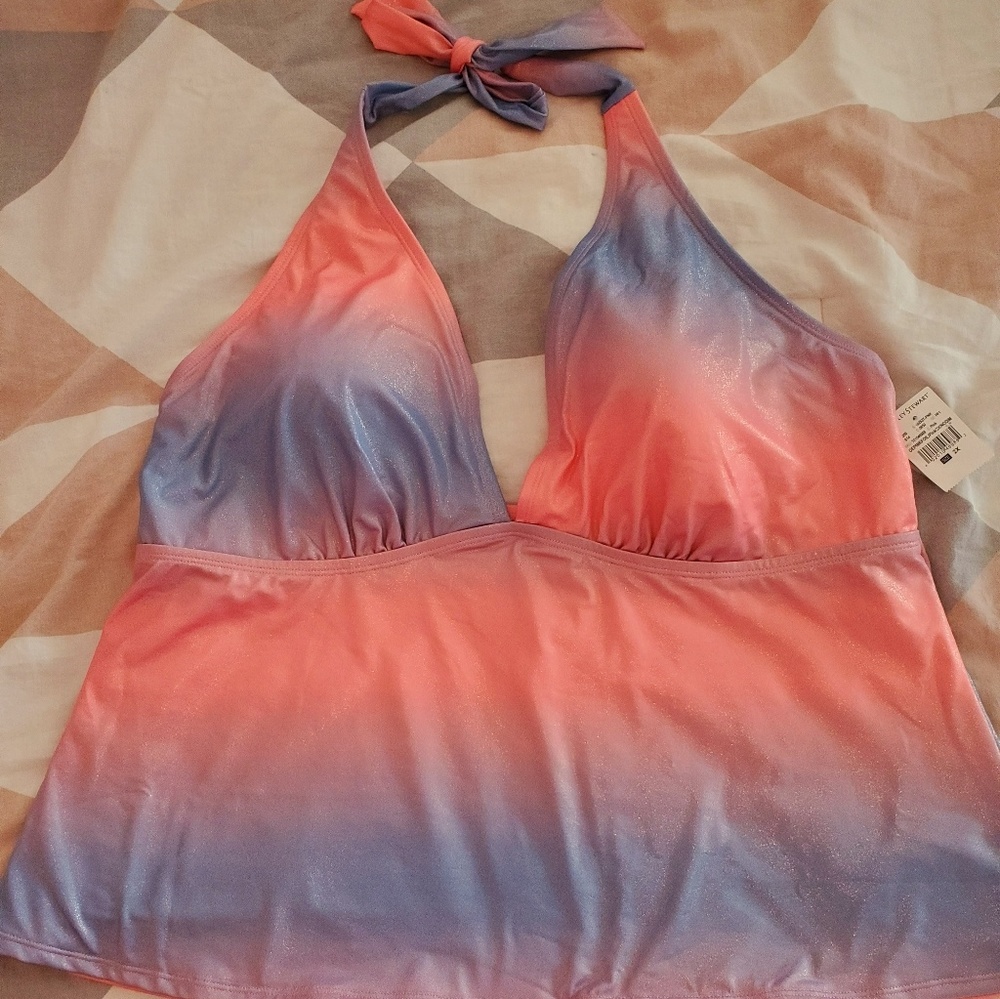 OMBRE FOIL HALTER TANKINI AND BOTTOMS